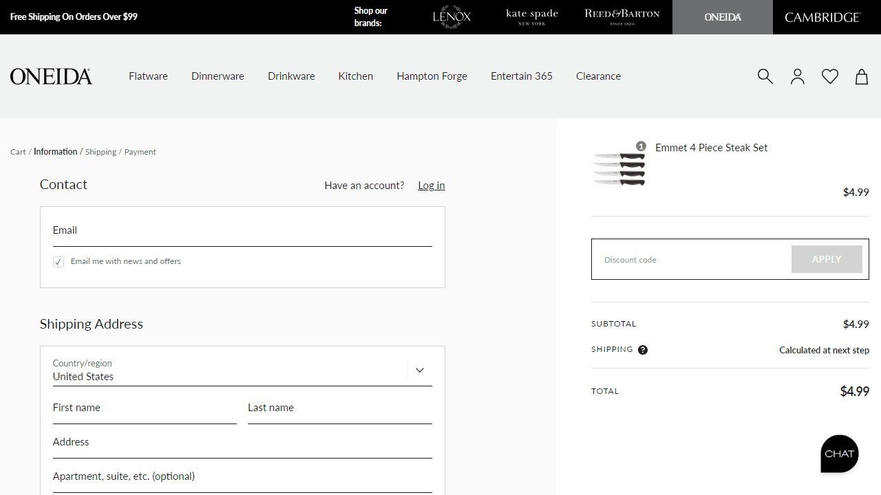 How to apply Oneida coupon code